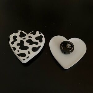 Cow print heart crocs jibbitz